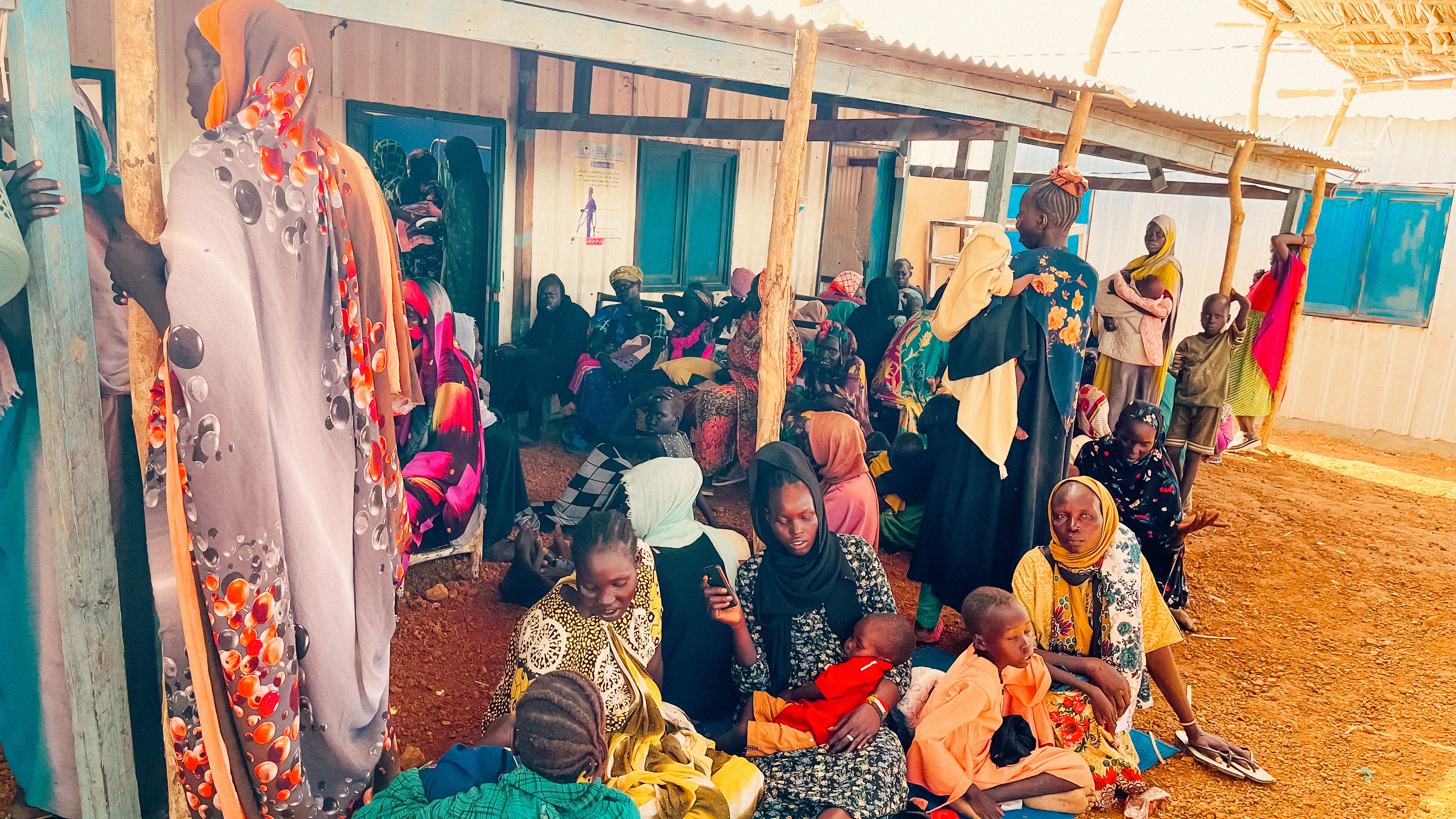 Patients at MSF clinic in Um Sangour Refugees Camp, White Nile State. 