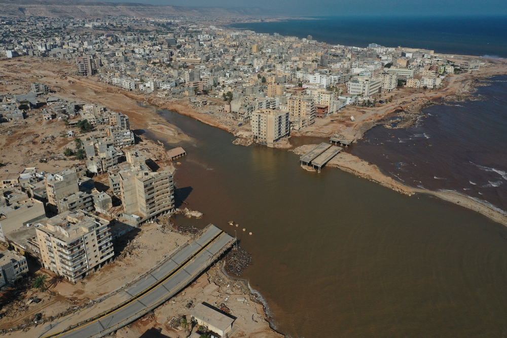 Aerial view of Derna after Storm Daniel.