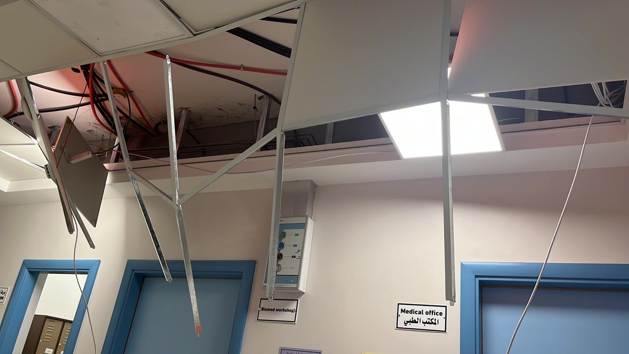 Damage sustained to Al-Awda Hospital