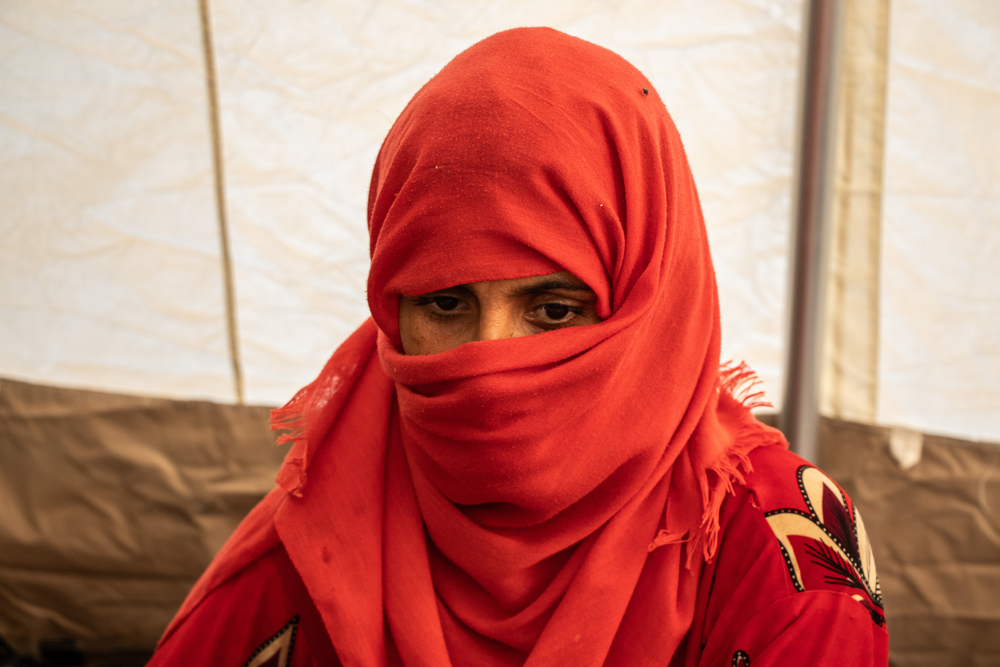 Patient in  one of the MSF tents 