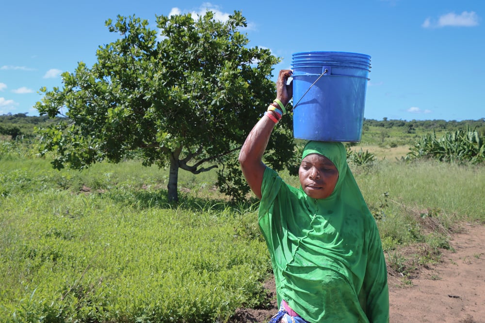 mother-collecting-water-from-well