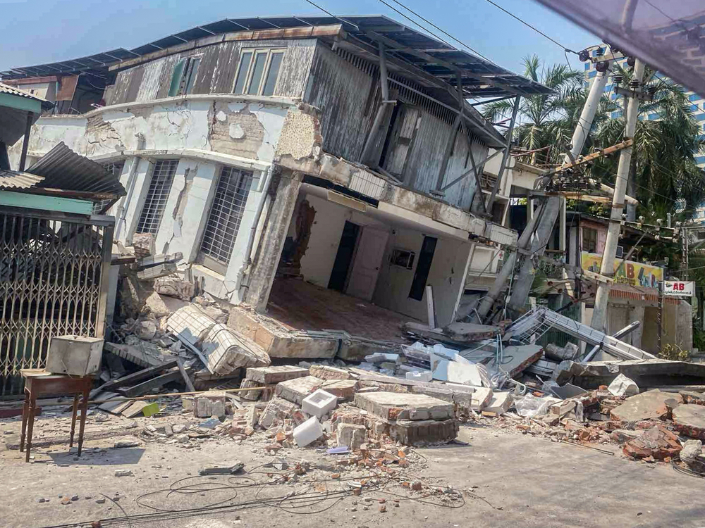 Building destroyed by earthquake