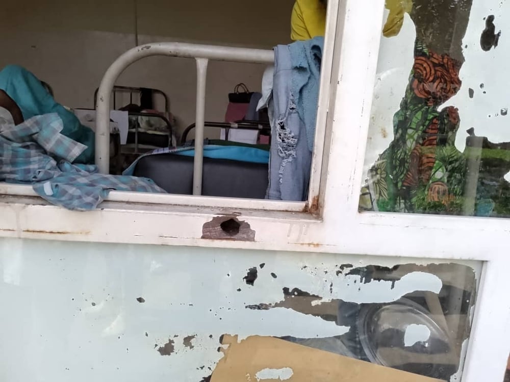 Bullet hole in hospital ward